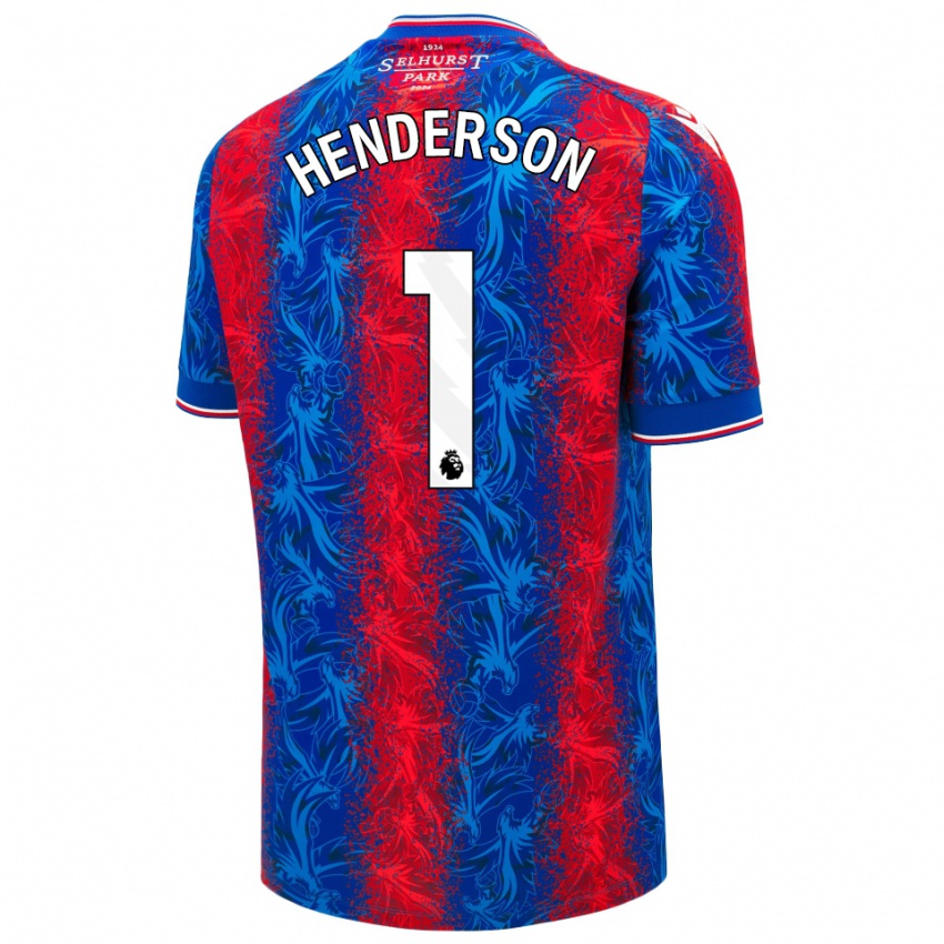 Criança Camisola Dean Henderson #1 Listras Azul Vermelha Principal 2024/25 Camisa