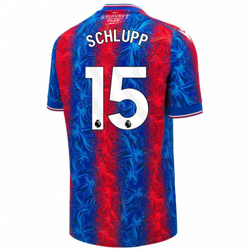 Criança Camisola Jeffrey Schlupp #15 Listras Azul Vermelha Principal 2024/25 Camisa