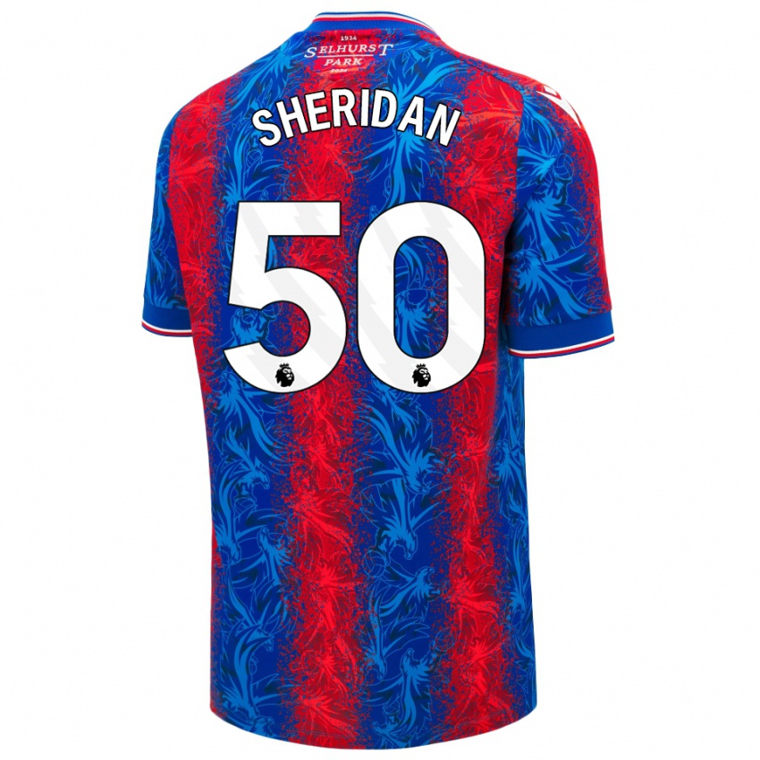 Criança Camisola Joe Sheridan #50 Listras Azul Vermelha Principal 2024/25 Camisa