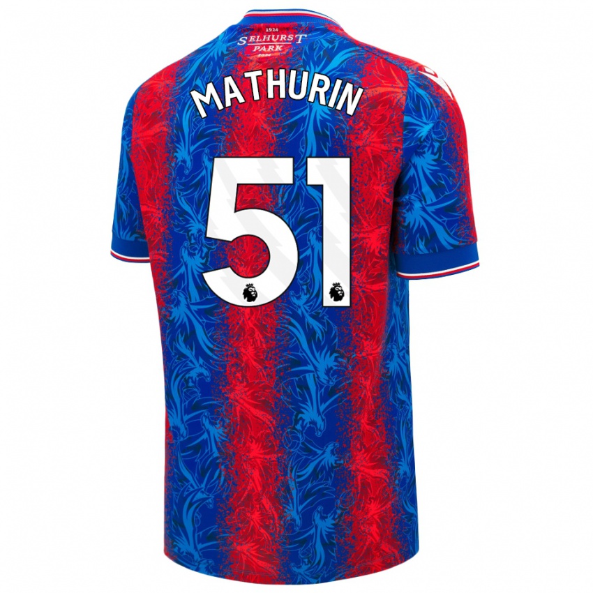 Criança Camisola Roshaun Mathurin #51 Listras Azul Vermelha Principal 2024/25 Camisa