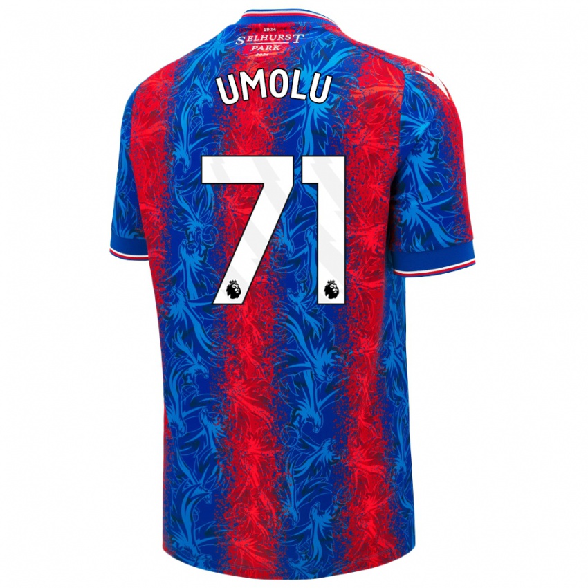 Criança Camisola Jemiah Umolu #71 Listras Azul Vermelha Principal 2024/25 Camisa