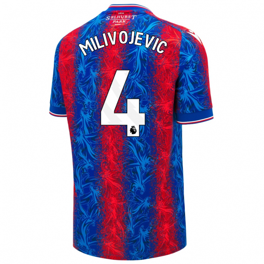 Criança Camisola Luka Milivojevic #4 Listras Azul Vermelha Principal 2024/25 Camisa