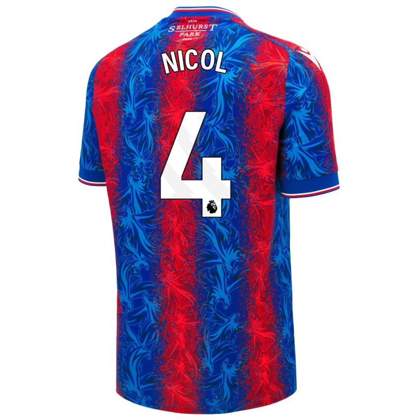 Criança Camisola Leigh Nicol #4 Listras Azul Vermelha Principal 2024/25 Camisa