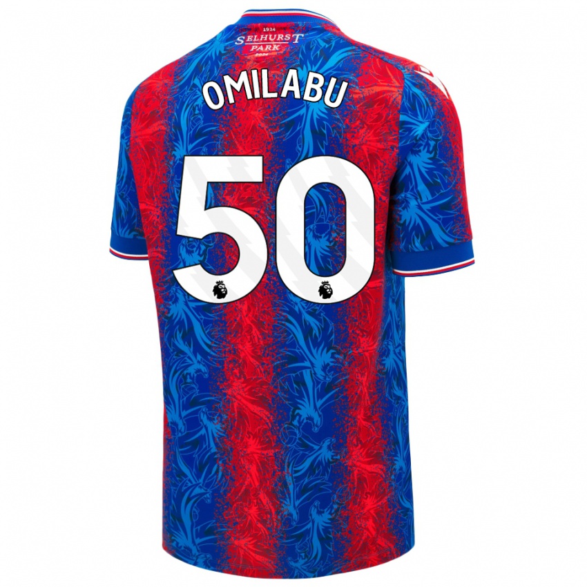 Criança Camisola David Omilabu #50 Listras Azul Vermelha Principal 2024/25 Camisa