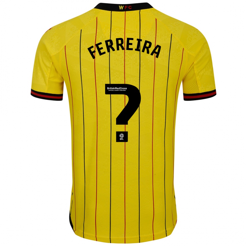 Criança Camisola João Ferreira #0 Preto Amarelo Principal 2024/25 Camisa