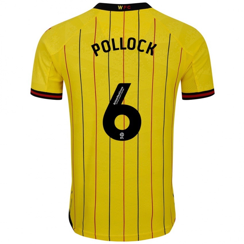 Criança Camisola Mattie Pollock #6 Preto Amarelo Principal 2024/25 Camisa