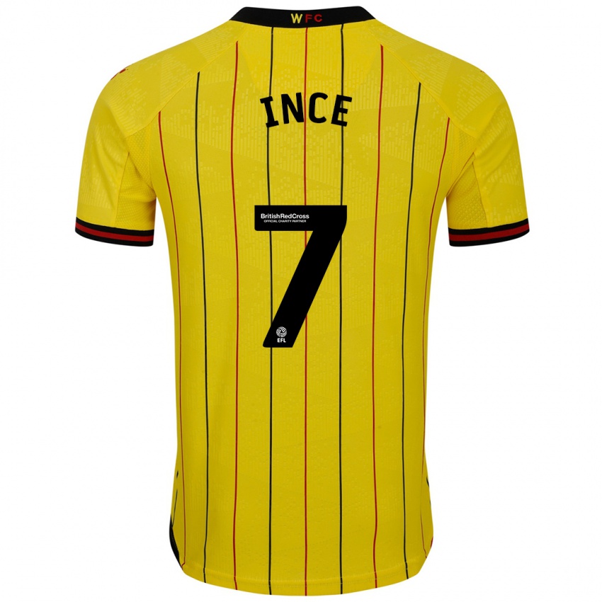 Criança Camisola Tom Ince #7 Preto Amarelo Principal 2024/25 Camisa