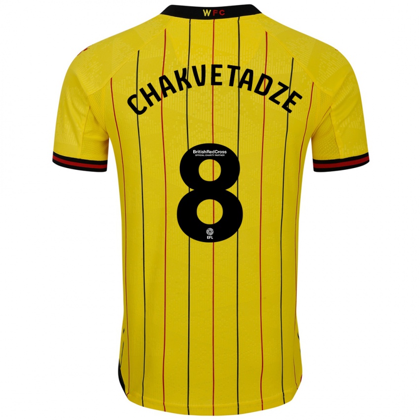 Criança Camisola Giorgi Chakvetadze #8 Preto Amarelo Principal 2024/25 Camisa