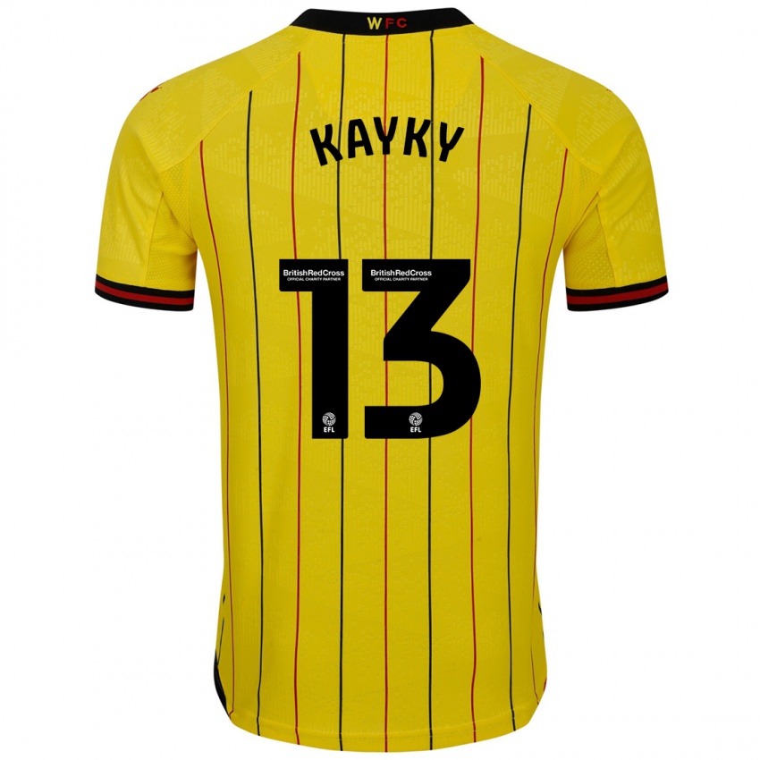 Criança Camisola Kayky Almeida #13 Preto Amarelo Principal 2024/25 Camisa