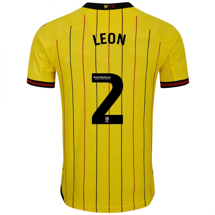 Criança Camisola Lucía León #2 Preto Amarelo Principal 2024/25 Camisa