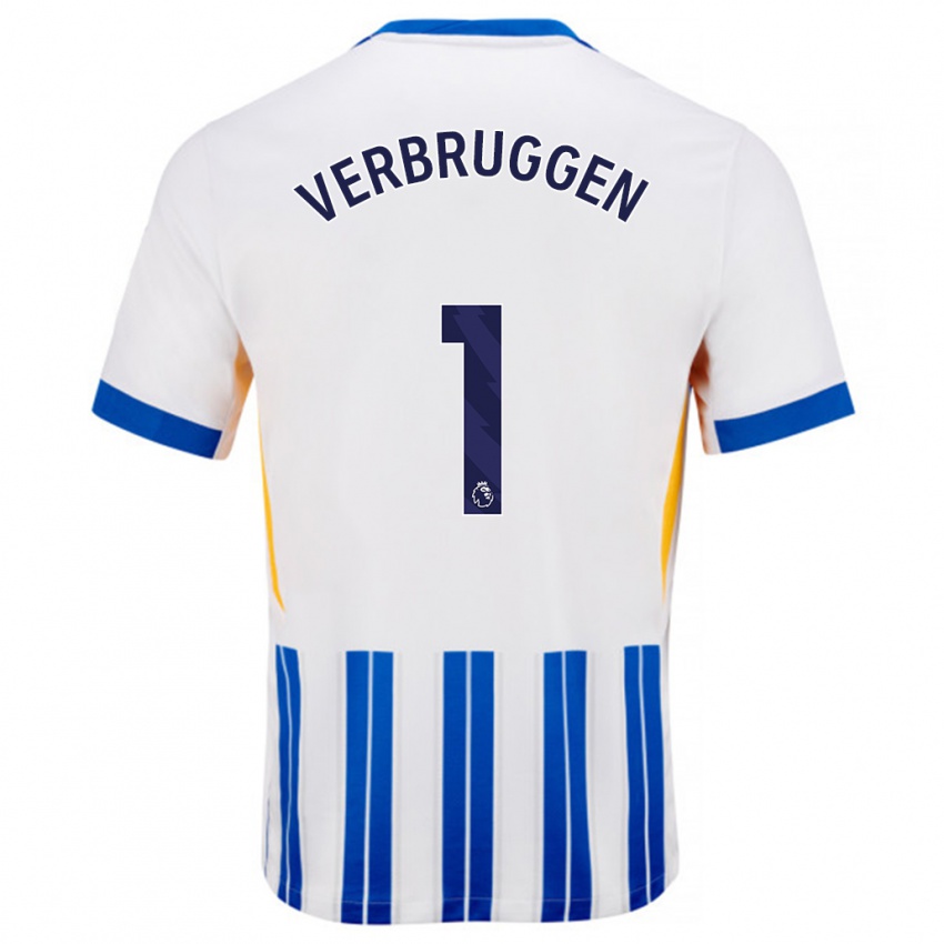 Criança Camisola Bart Verbruggen #1 Branco Azul Principal 2024/25 Camisa