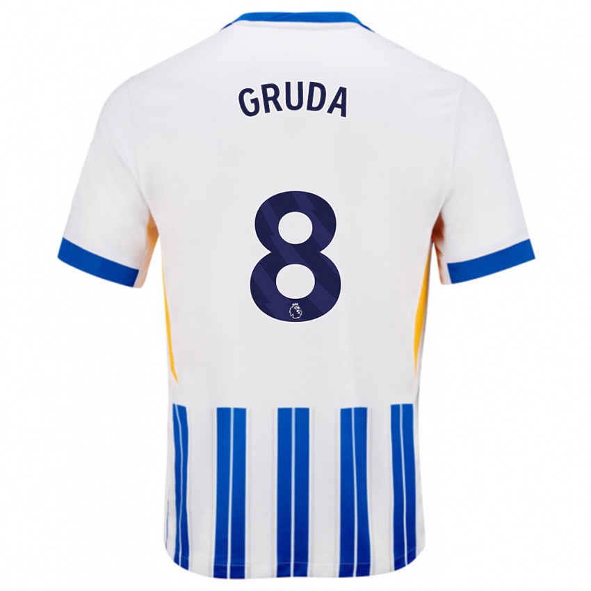 Criança Camisola Brajan Gruda #8 Branco Azul Principal 2024/25 Camisa