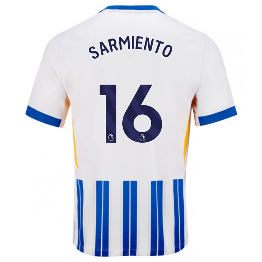 Criança Camisola Jeremy Sarmiento #16 Branco Azul Principal 2024/25 Camisa