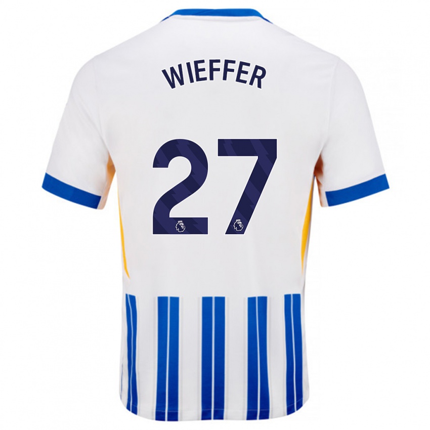 Criança Camisola Mats Wieffer #27 Branco Azul Principal 2024/25 Camisa