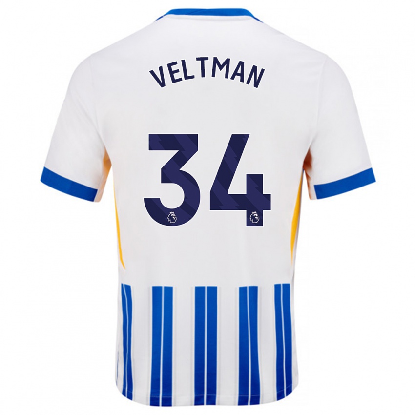 Criança Camisola Joël Veltman #34 Branco Azul Principal 2024/25 Camisa