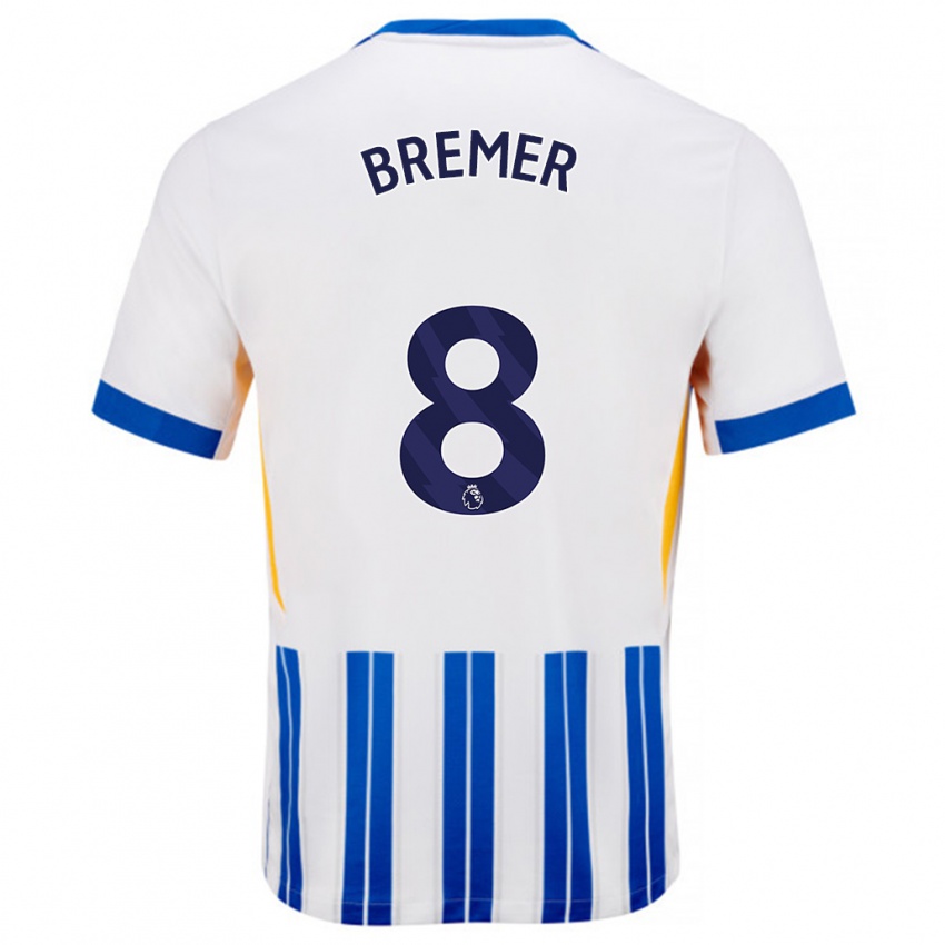 Criança Camisola Pauline Bremer #8 Branco Azul Principal 2024/25 Camisa