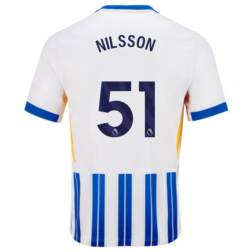 Criança Camisola Casper Nilsson #51 Branco Azul Principal 2024/25 Camisa