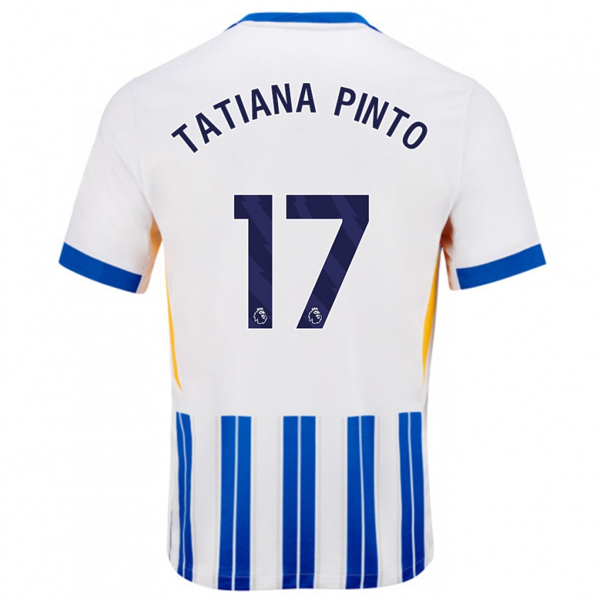 Criança Camisola Tatiana Vanessa Ferreira Pinto #17 Branco Azul Principal 2024/25 Camisa