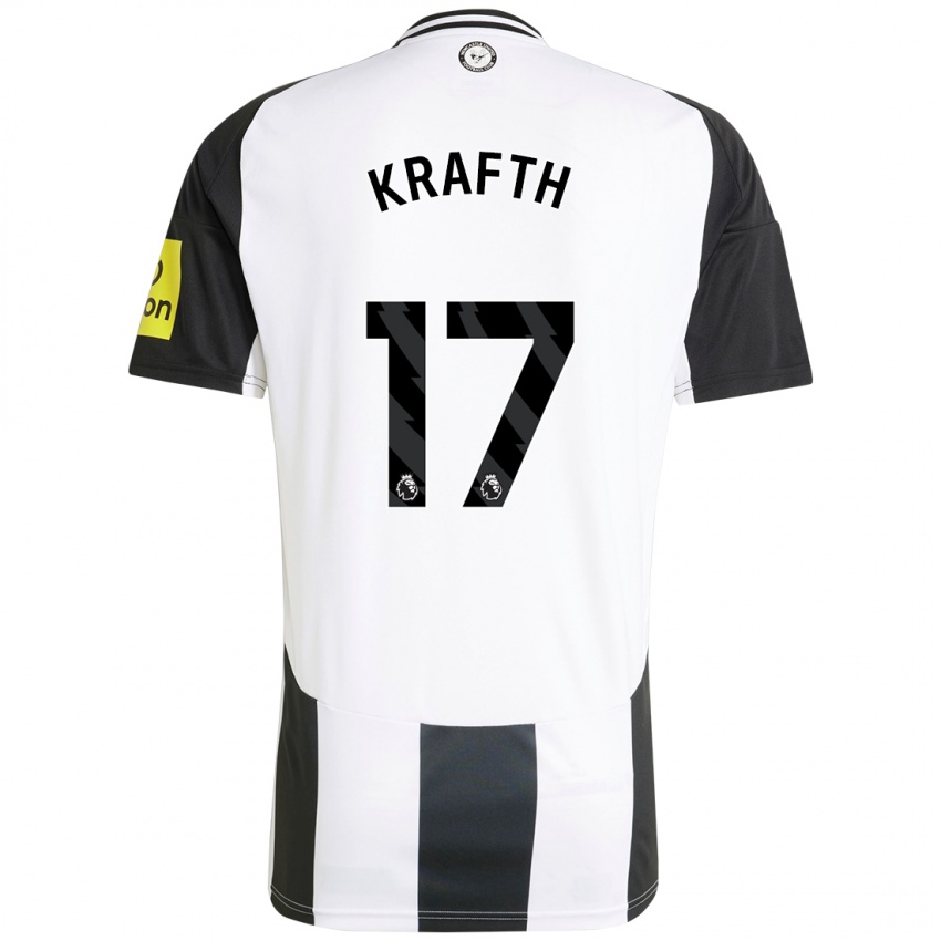 Criança Camisola Emil Krafth #17 Preto Branco Principal 2024/25 Camisa