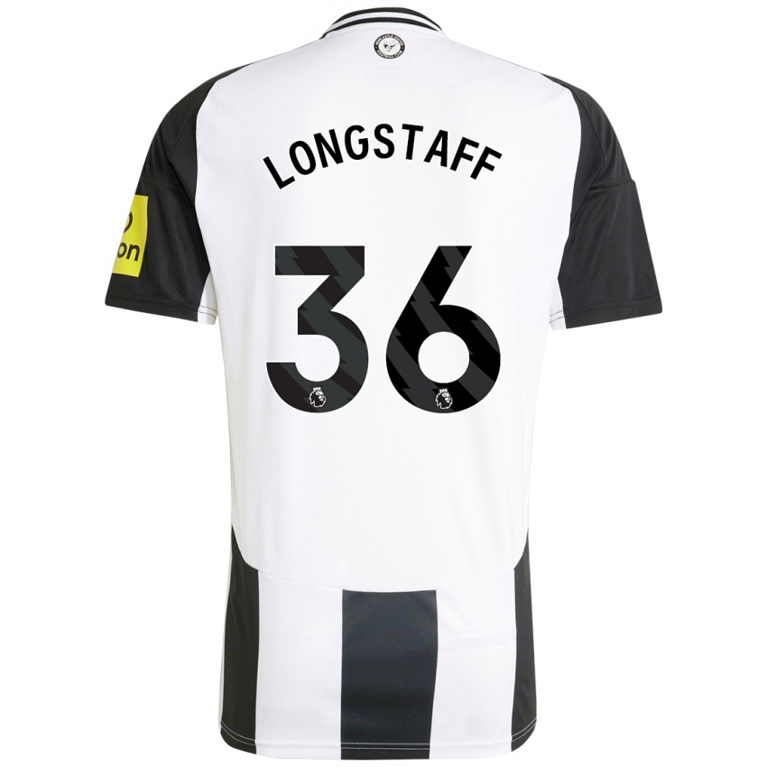 Criança Camisola Sean Longstaff #36 Preto Branco Principal 2024/25 Camisa