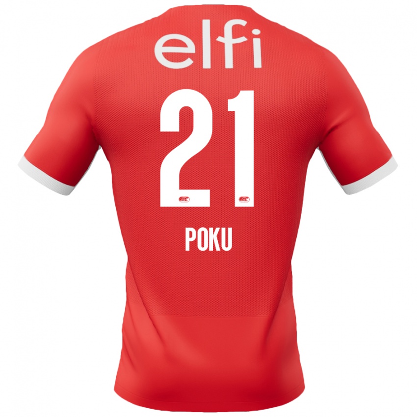 Criança Camisola Ernest Poku #21 Branco Vermelho Principal 2024/25 Camisa