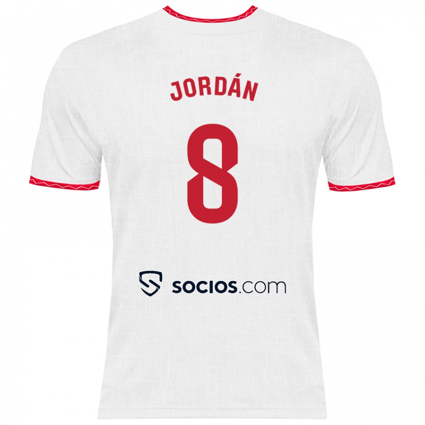 Criança Camisola Joan Jordán #8 Vermelho Branco Principal 2024/25 Camisa