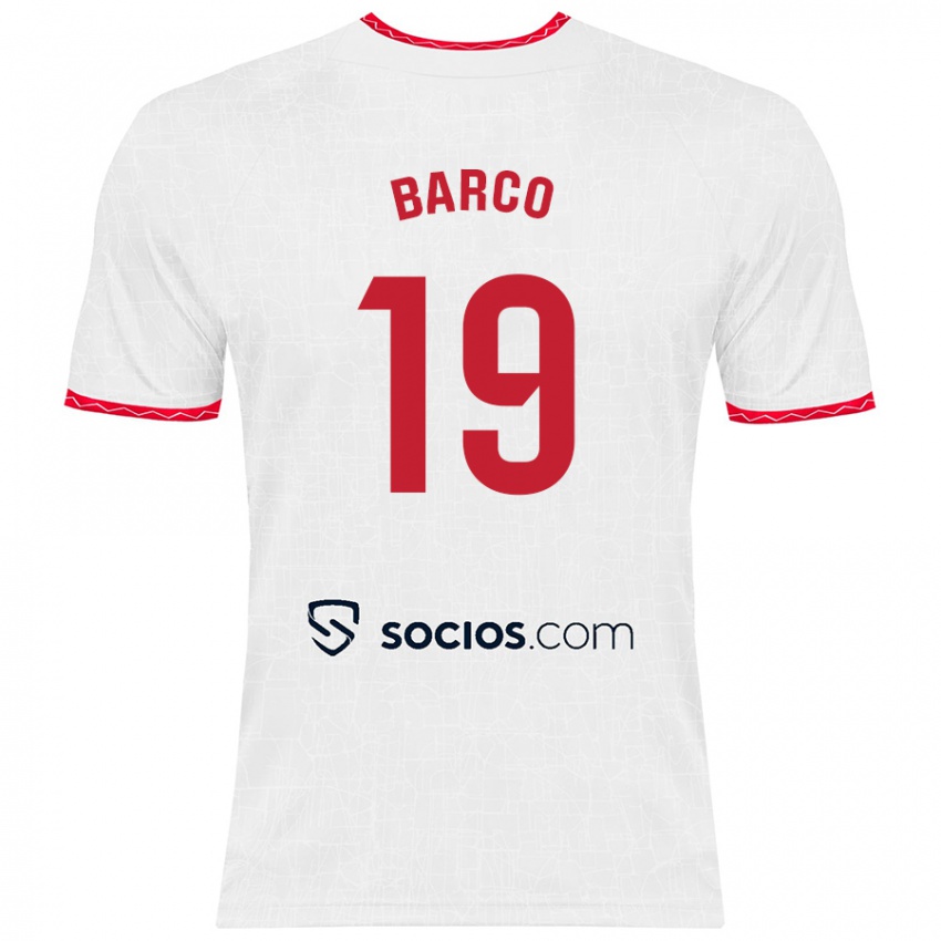 Criança Camisola Valentin Barco #19 Vermelho Branco Principal 2024/25 Camisa