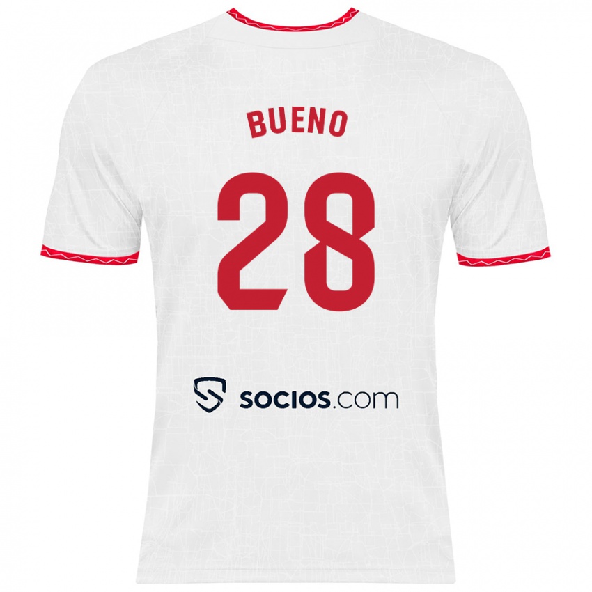 Criança Camisola Manu Bueno #28 Vermelho Branco Principal 2024/25 Camisa