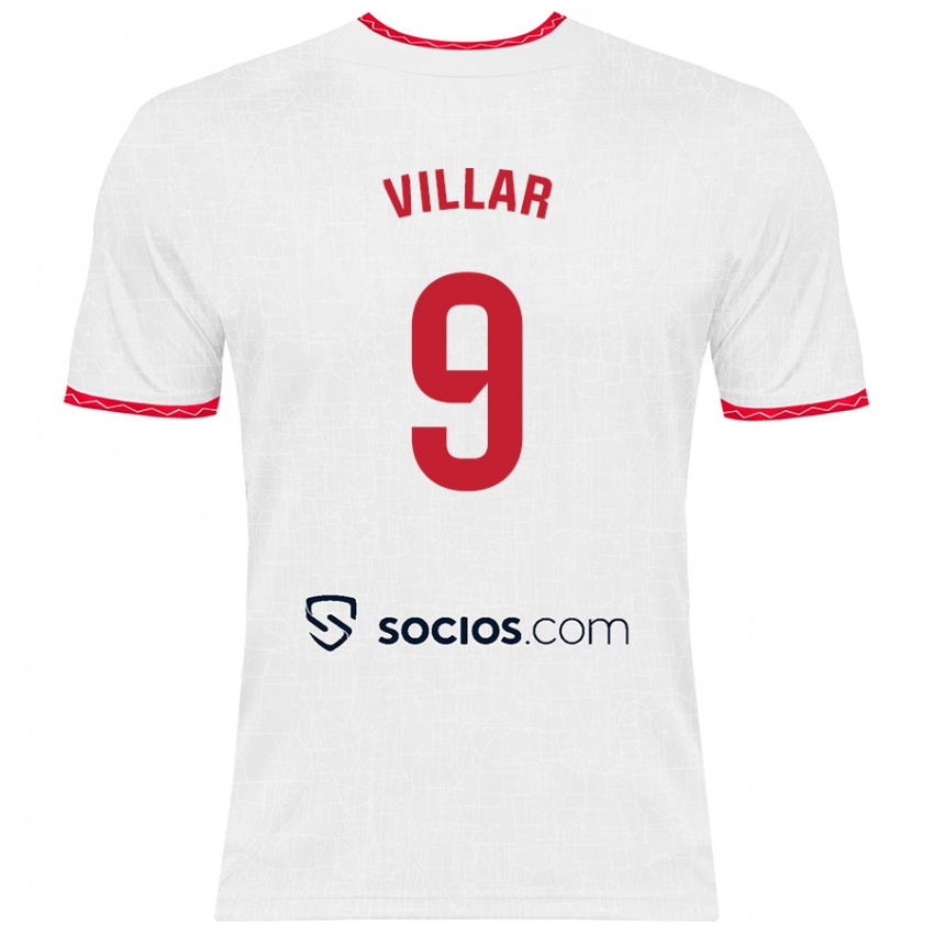 Criança Camisola Iker Villar #9 Vermelho Branco Principal 2024/25 Camisa