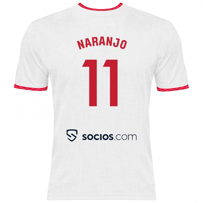 Criança Camisola Mario Naranjo #11 Vermelho Branco Principal 2024/25 Camisa