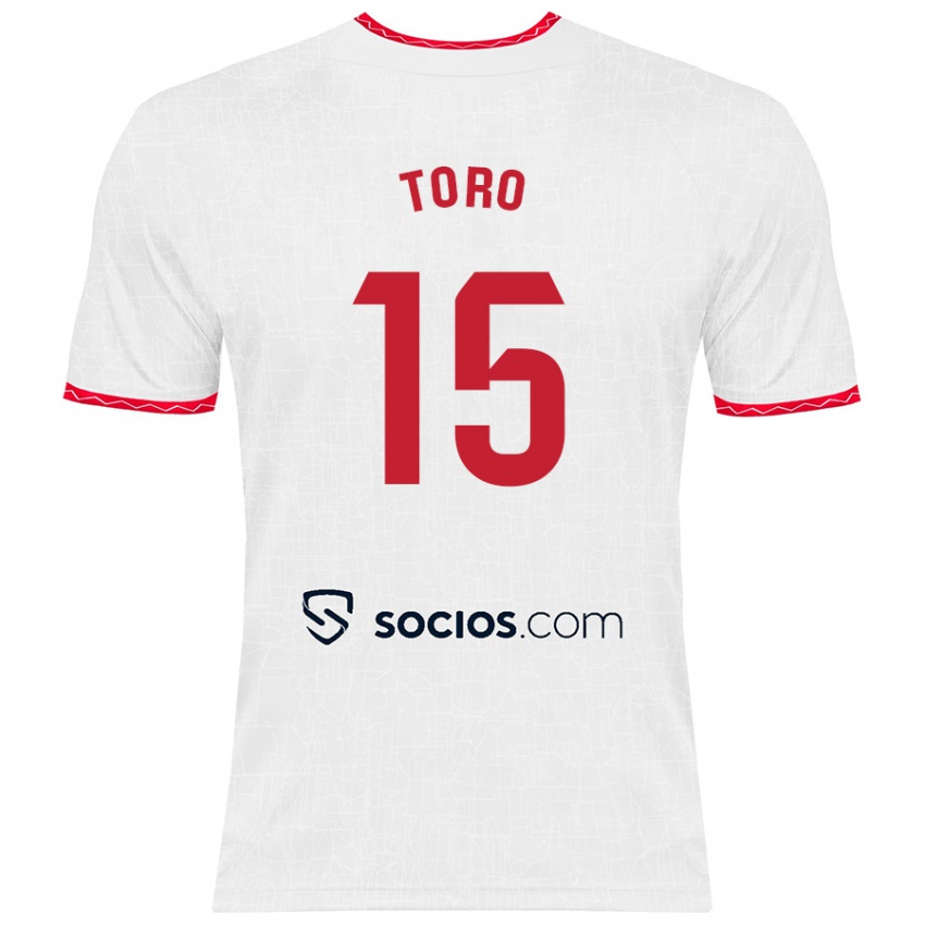 Criança Camisola Juanan Toro #15 Vermelho Branco Principal 2024/25 Camisa