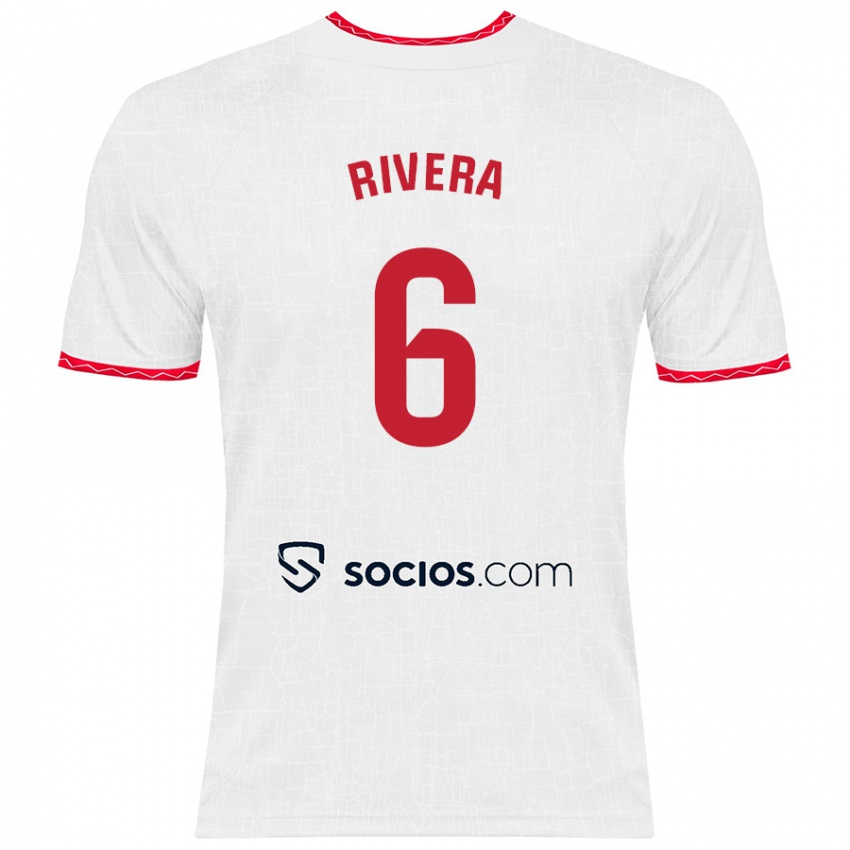 Criança Camisola Pablo Rivera #6 Vermelho Branco Principal 2024/25 Camisa