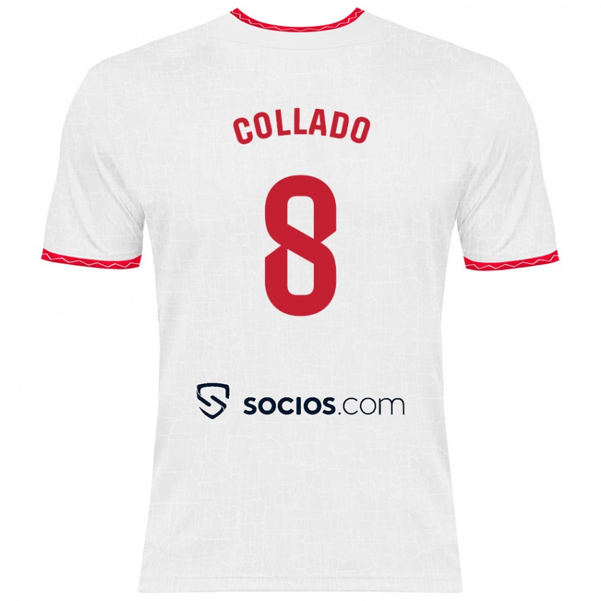 Criança Camisola Alberto Collado #8 Vermelho Branco Principal 2024/25 Camisa