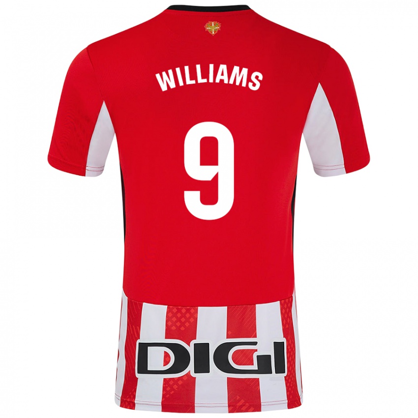 Criança Camisola Iñaki Williams #9 Branco Vermelho Principal 2024/25 Camisa