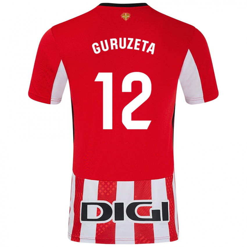 Criança Camisola Gorka Guruzeta #12 Branco Vermelho Principal 2024/25 Camisa