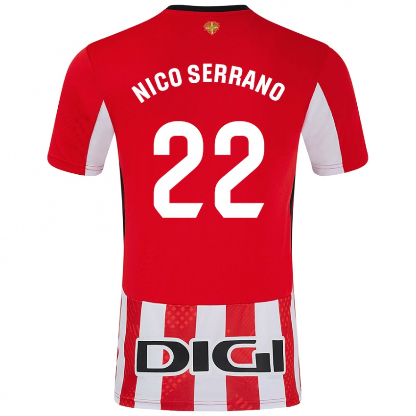 Criança Camisola Nico Serrano #22 Branco Vermelho Principal 2024/25 Camisa