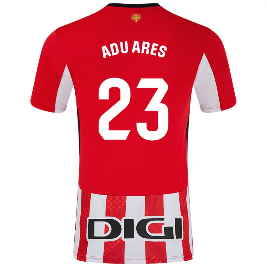 Criança Camisola Adu Ares #23 Branco Vermelho Principal 2024/25 Camisa