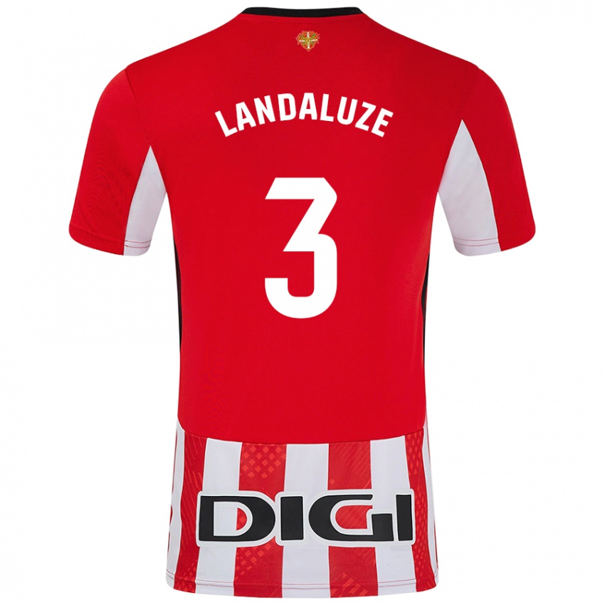 Criança Camisola Naia Landaluze Marquínez #3 Branco Vermelho Principal 2024/25 Camisa