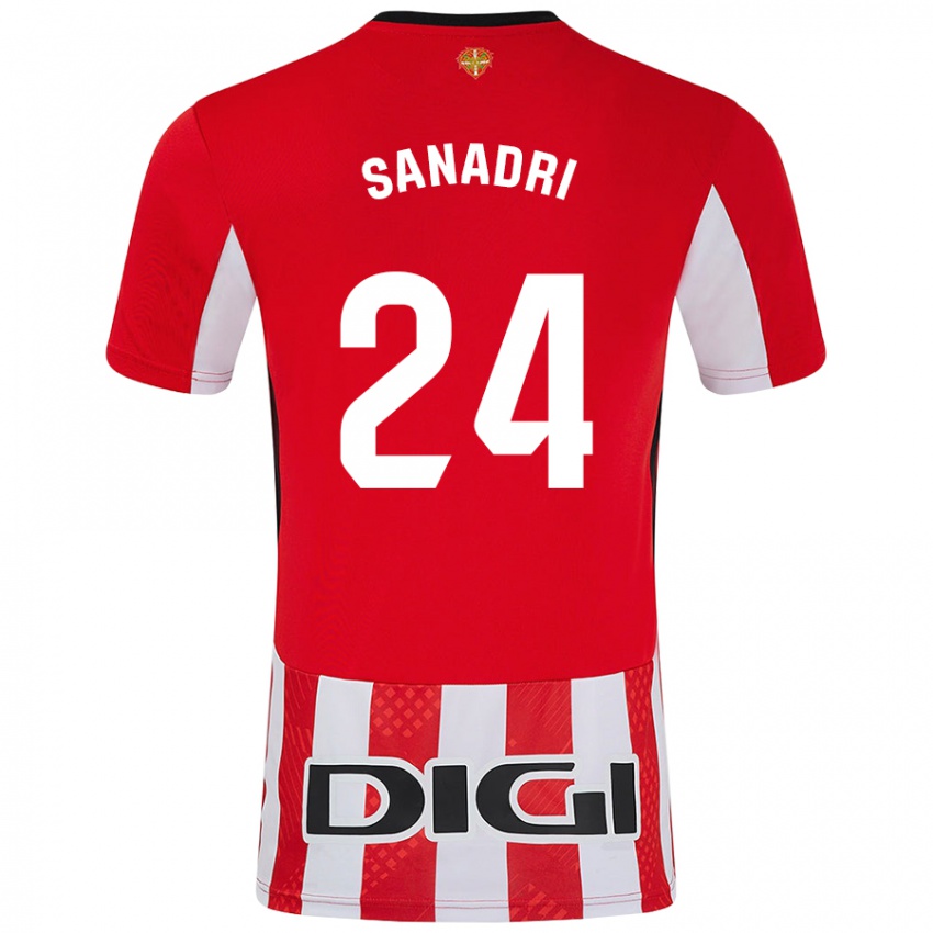 Criança Camisola Sanadri #24 Branco Vermelho Principal 2024/25 Camisa