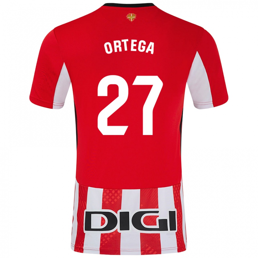 Criança Camisola Sara Ortega #27 Branco Vermelho Principal 2024/25 Camisa