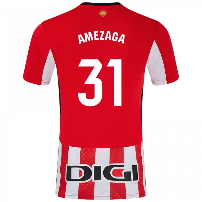 Criança Camisola Jone Amezaga #31 Branco Vermelho Principal 2024/25 Camisa