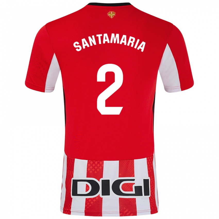 Criança Camisola Unai Santamaría #2 Branco Vermelho Principal 2024/25 Camisa