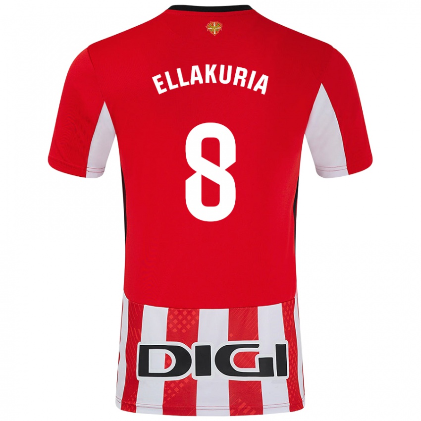 Criança Camisola Eneko Ellakuria #8 Branco Vermelho Principal 2024/25 Camisa