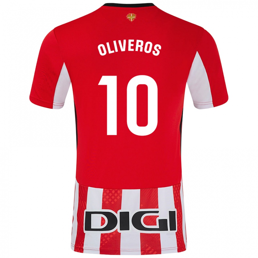 Criança Camisola Aimar Oliveros #10 Branco Vermelho Principal 2024/25 Camisa