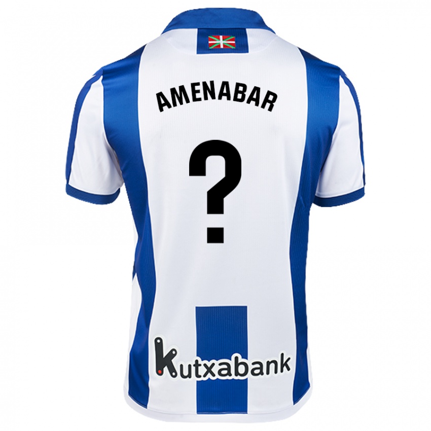 Criança Camisola Aritz Amenabar #0 Azul Branco Principal 2024/25 Camisa