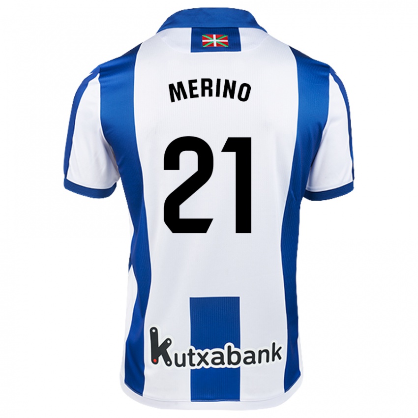 Criança Camisola Jon Merino #21 Azul Branco Principal 2024/25 Camisa