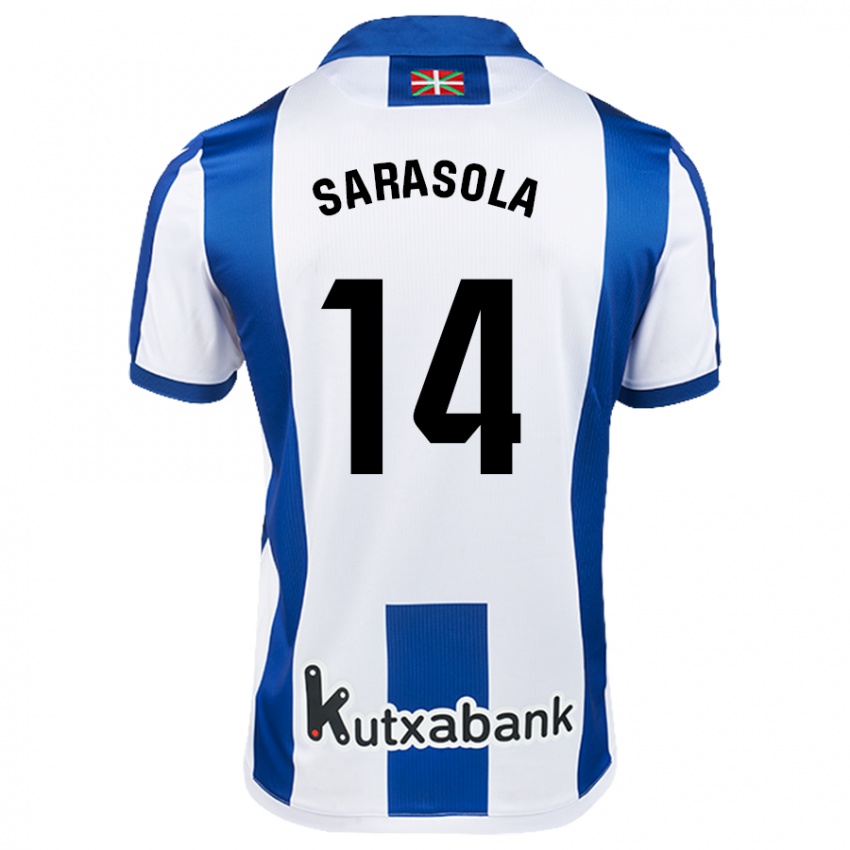 Criança Camisola Izarne Sarasola Beain #14 Azul Branco Principal 2024/25 Camisa