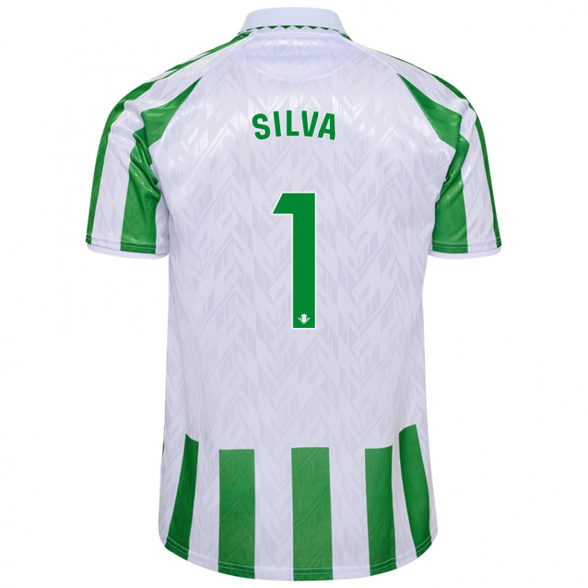 Criança Camisola Rui Silva #1 Riscas Brancas Verdes Principal 2024/25 Camisa