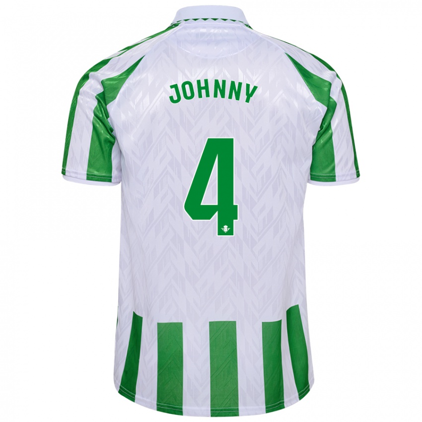 Criança Camisola Johnny Cardoso #4 Riscas Brancas Verdes Principal 2024/25 Camisa