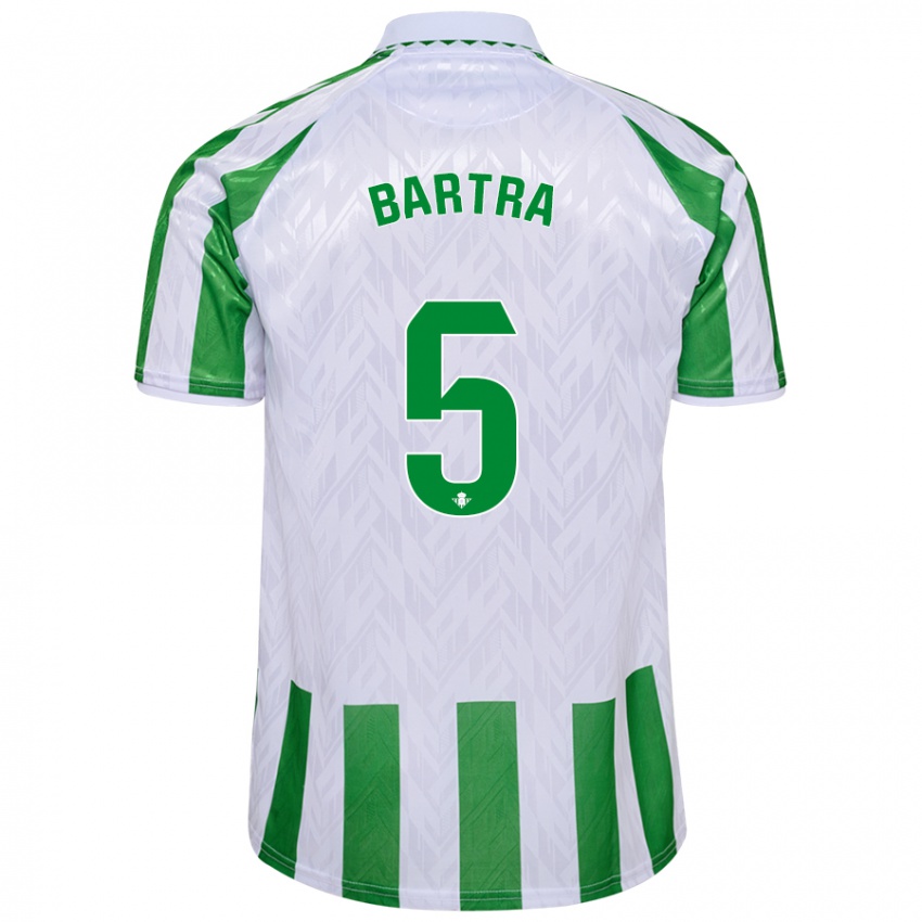 Criança Camisola Marc Bartra #5 Riscas Brancas Verdes Principal 2024/25 Camisa